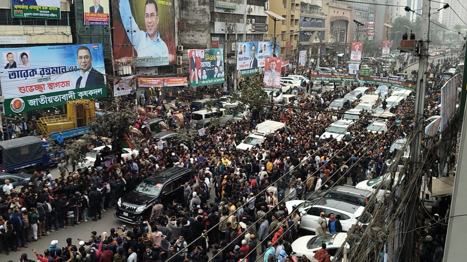 নয়াপল্টনে বিএনপির কেন্দ্রীয় কার্যালয়ে তারেক রহমান।