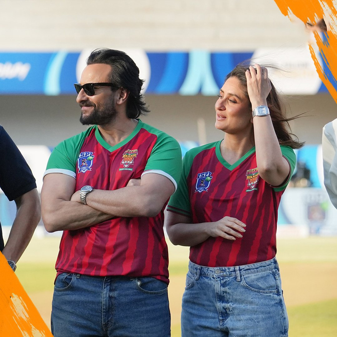 আইএসপিএলে সাইফ আলি খান ও কারিনা কাপুর খান।