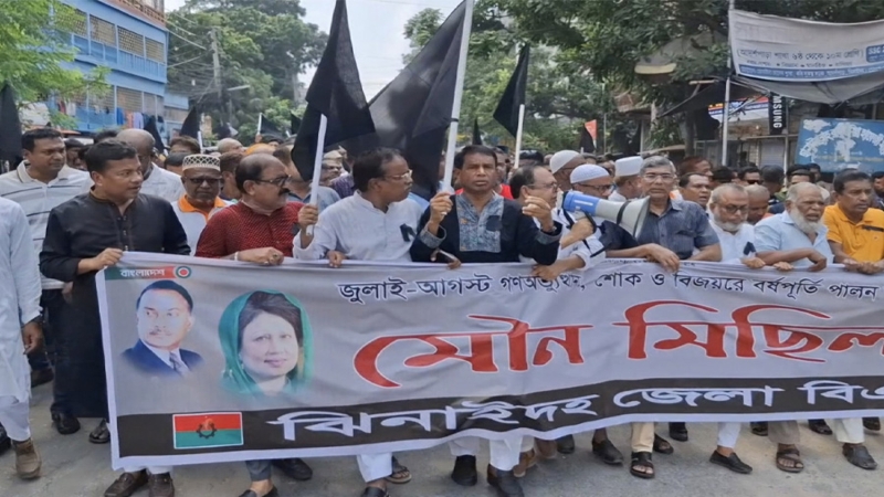 জুলাই শহীদদের স্মরণে ঝিনাইদহে বিএনপির মৌন মিছিল