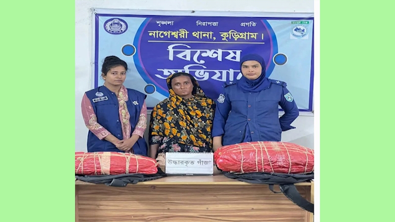 নাগেশ্বরীতে ১৫ কেজি গাঁজাসহ নারী মাদক কারবারি গ্রেপ্তার
