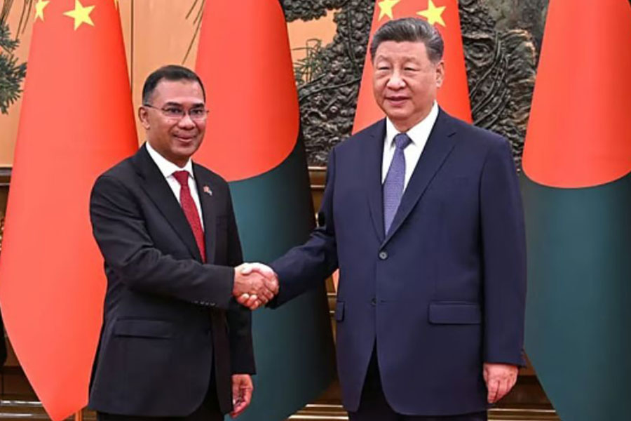 বাংলাদেশের প্রধানমন্ত্রী তারেক রহমান এবং চীনের প্রেসিডেন্ট শি জিনপিং। ছবি:পররাষ্ট্র মন্ত্রণালয়, চীন