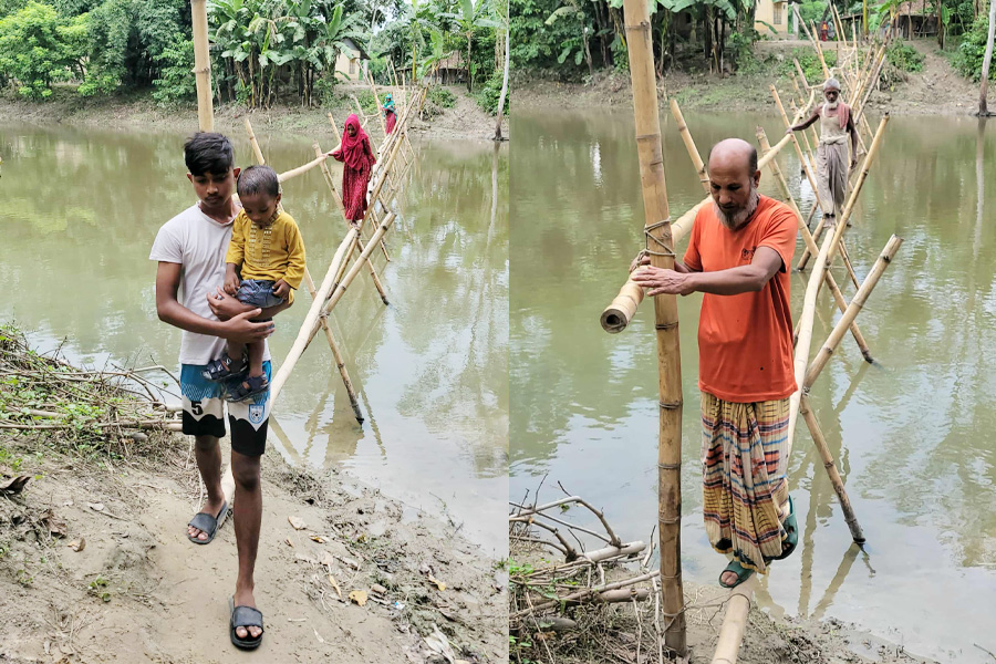 ফুলবাড়ীতে বাঁশের সাঁকোই ভরসা ৮ গ্রামের মানুষের