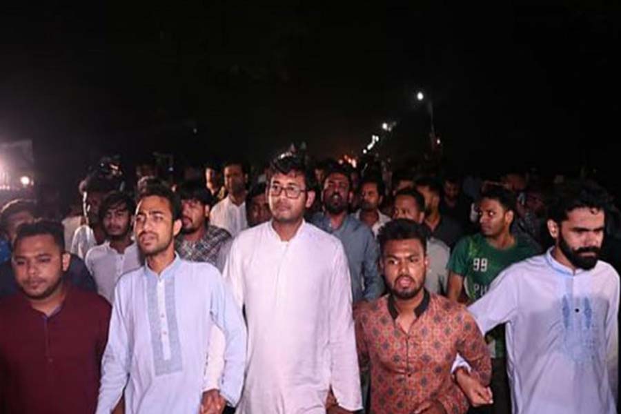 জাকসু নির্বাচনে কারচুপির অভিযোগে ছাত্রদলের বিক্ষোভ মিছিল