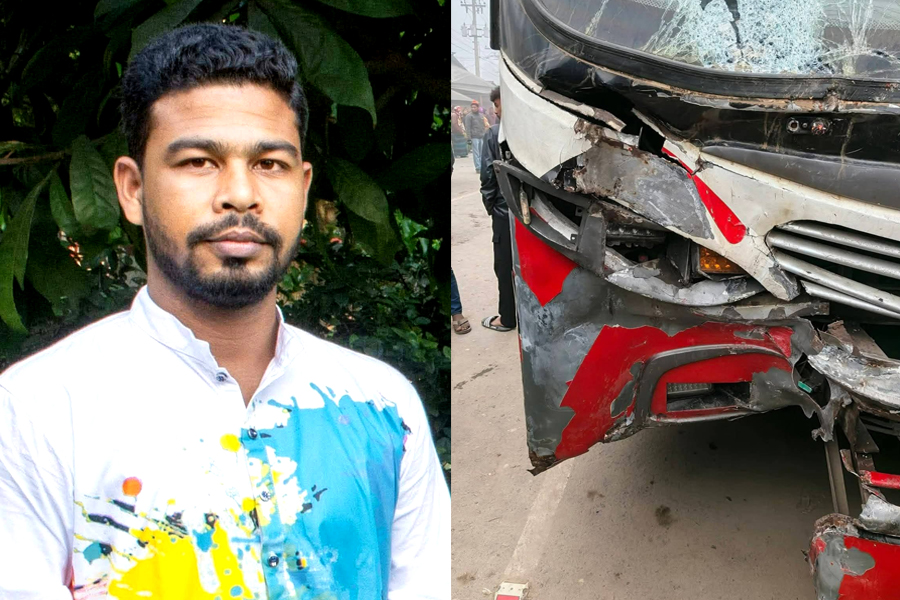 বাস-মোটরসাইকেল সংঘর্ষে যুবক নিহত