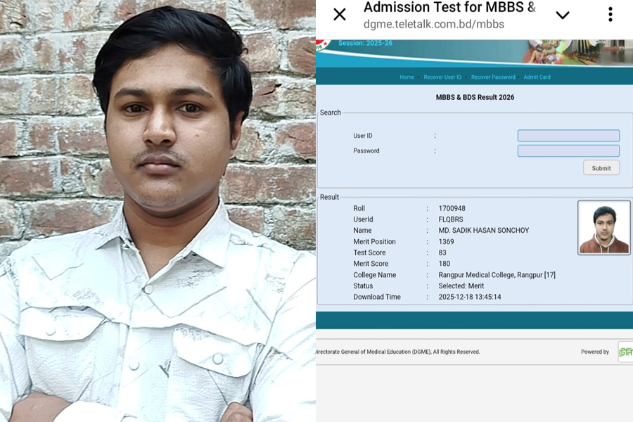 বাবা'র স্বপ্ন পূরণে ডাক্তার হতে চান সঞ্চয়