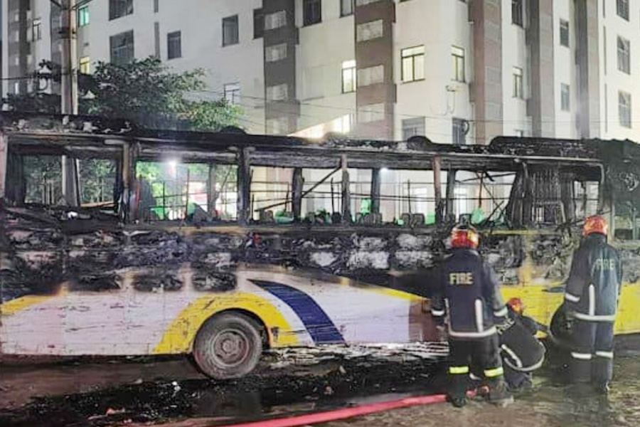 আশুলিয়ায় দাঁড়িয়ে থাকা বাসে আগুন