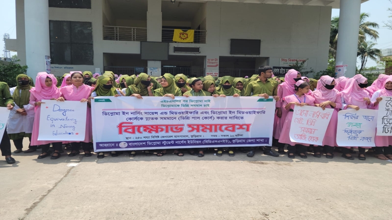 ডিপ্লোমা ইন নার্সিংদের স্নাতক (পাস) সমমান করার দাবিতে বিক্ষোভ সমাবেশ