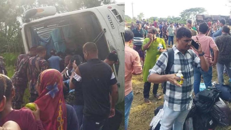 বাস উল্টে দুর্ঘটনার কবলে ৩৫ সাংবাদিক