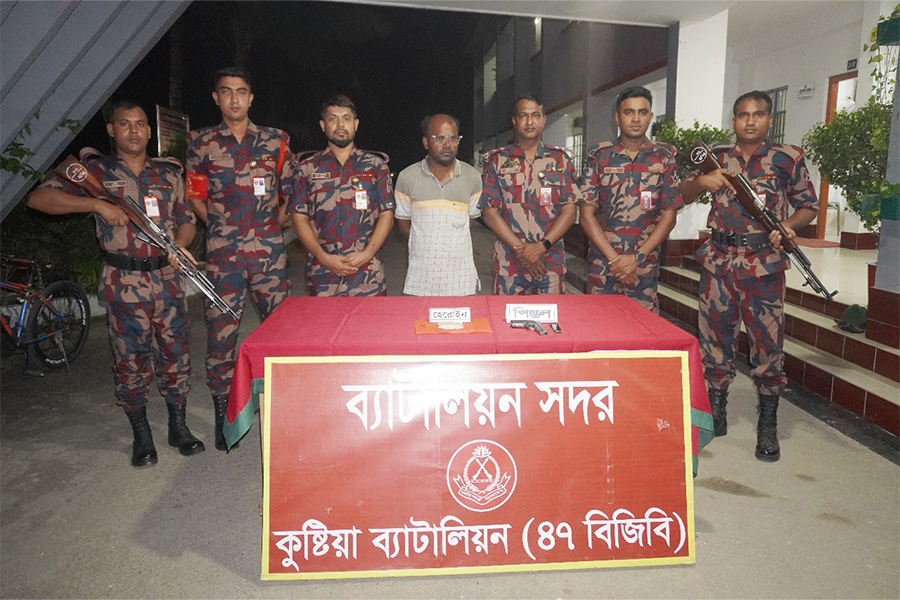 কুষ্টিয়ায় বিজিবি'র অভিযানে বিদেশি পিস্তল ও গুলি উদ্ধার