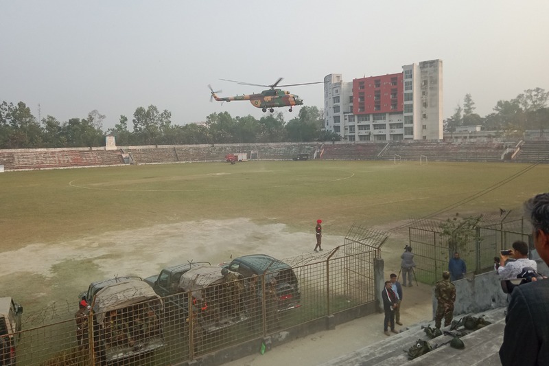 নির্বাচনে অপ্রীতিকর পরিস্থিতি মোকাবেলায় সেনাবাহিনীর হেলিকপ্টার মহড়া